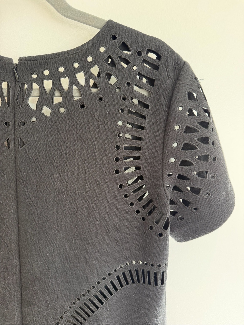 Sea  New York Black Laser Cut Short Sleeve Mini Dress - Picture 6 of 7